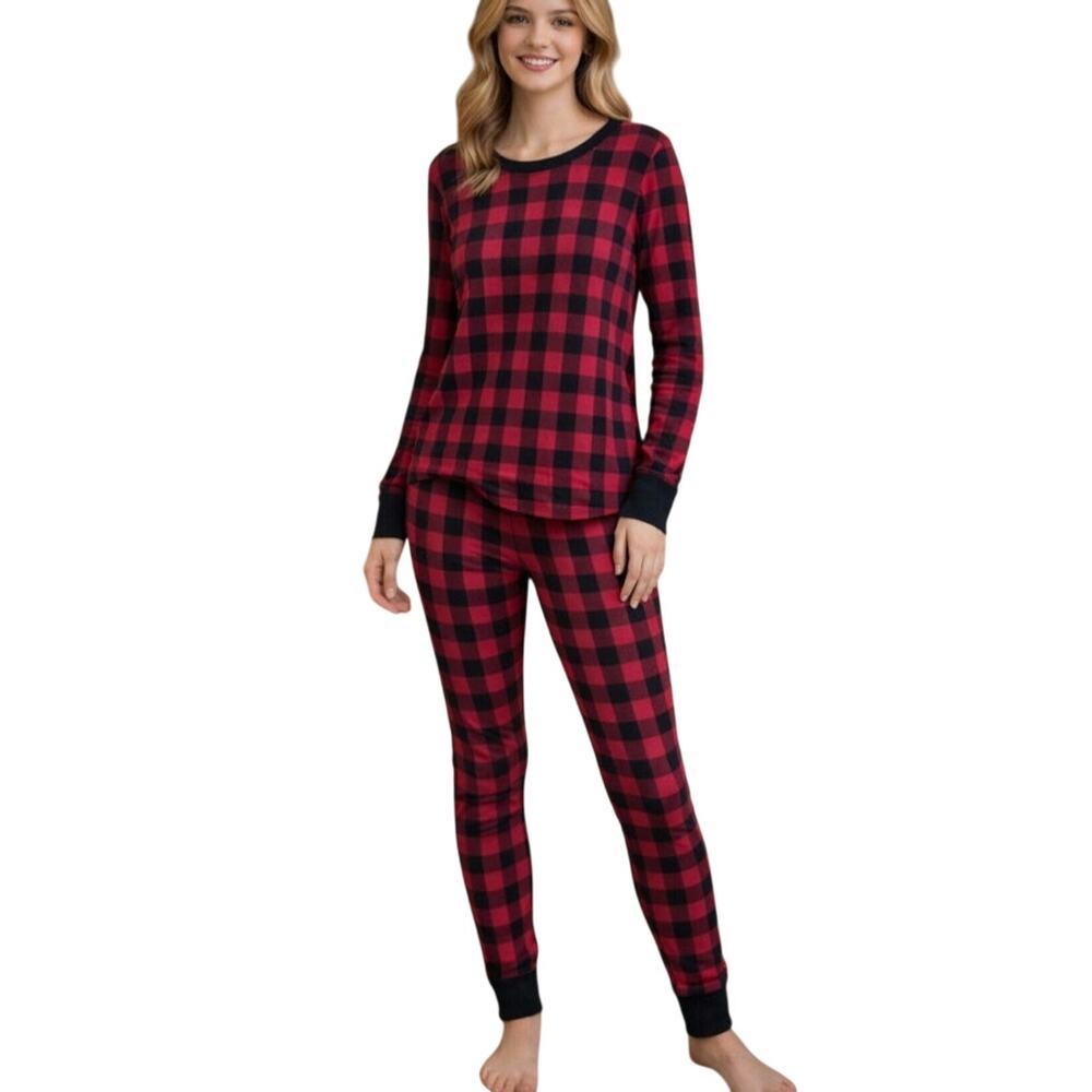 Victoria's Secret Thermal Pajama Set Womens Size S Buffalo Plaid Red NWOT